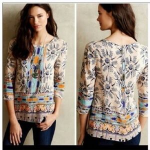 Maeve for Anthropologie Sidney multicolor silk blouse ladies size 4